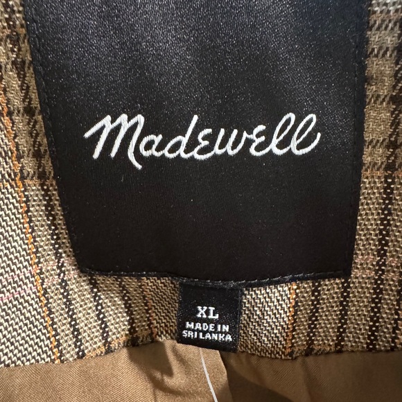 Madewell Plaid Double Breasted Blazer Mens XL Tan Brown Woven Sport Coat - Picture 9 of 9